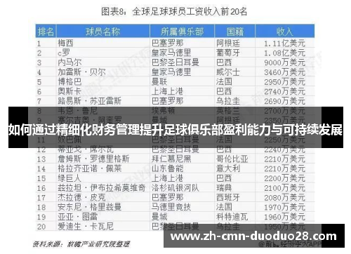 如何通过精细化财务管理提升足球俱乐部盈利能力与可持续发展